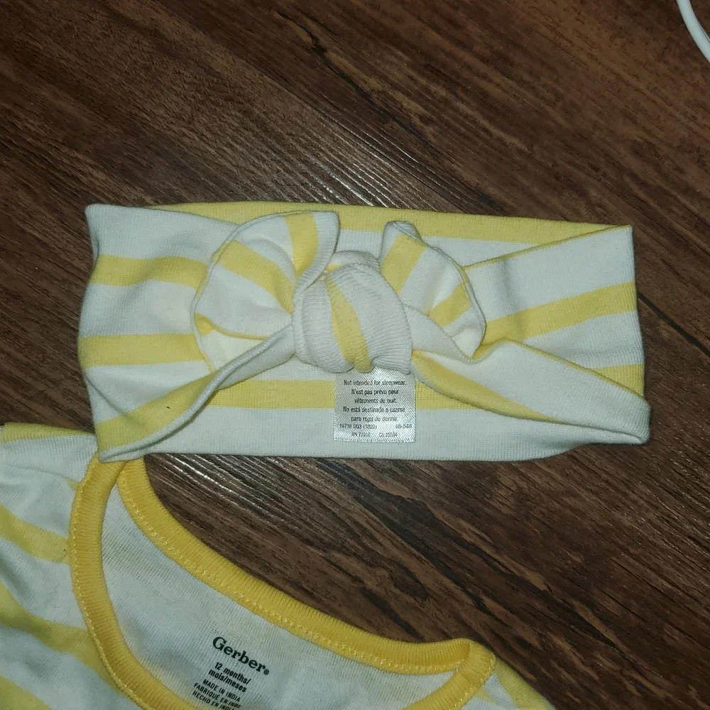 3-Piece Baby & Toddler Girls Bee Garden Dress, Diaper Cover & Headband Set 12 Mo - Picture 3 of 14